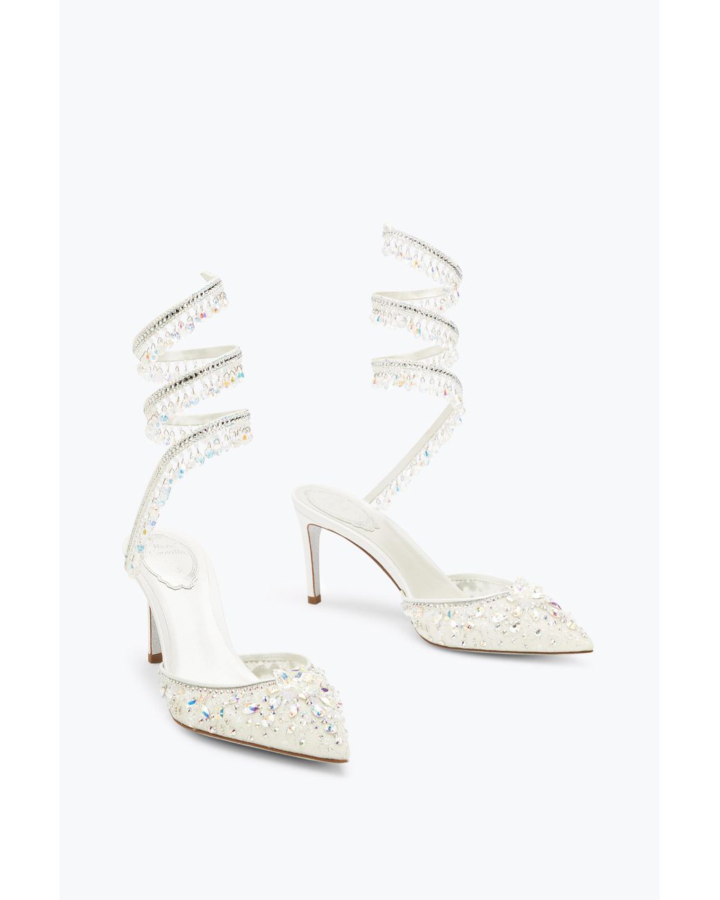 Rene Caovilla White Jewel Chandelier Pumps