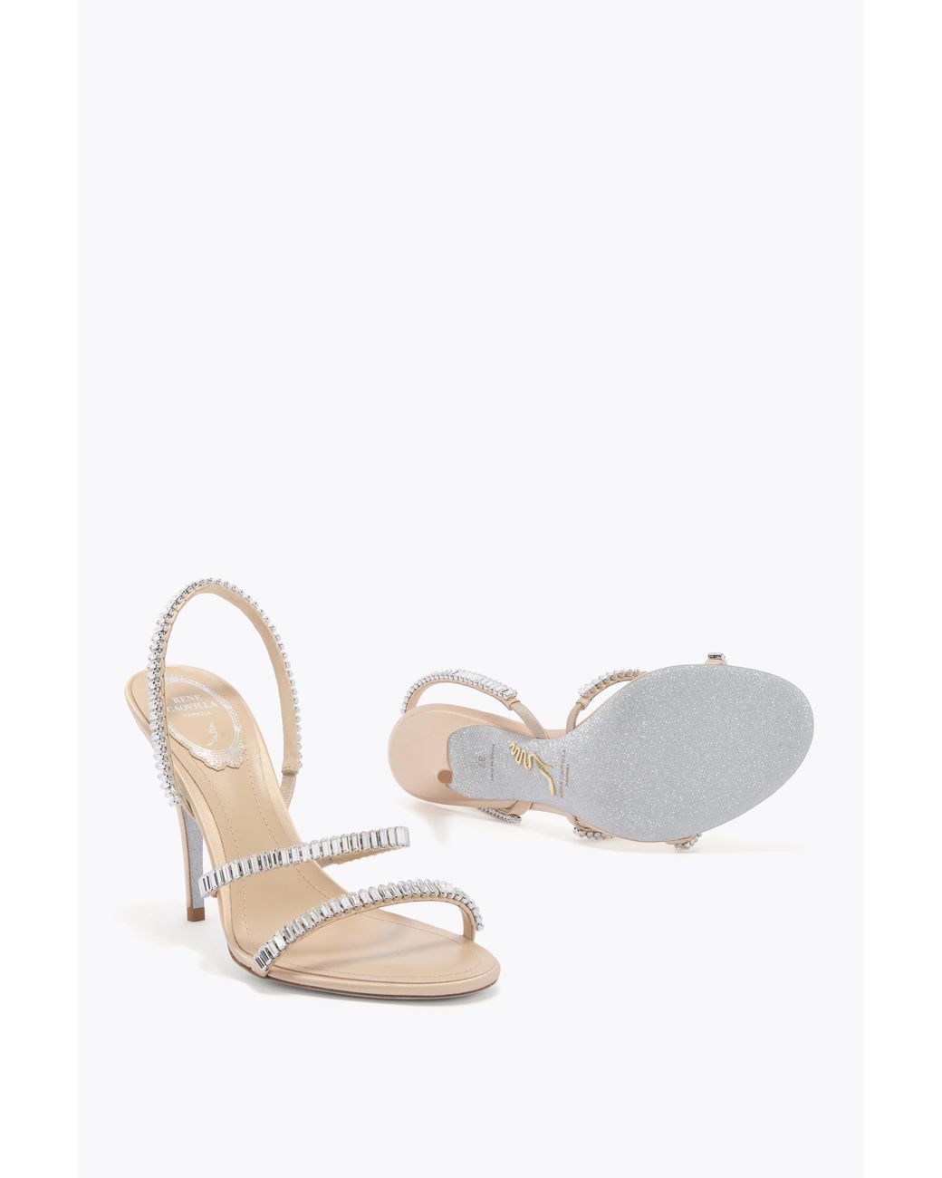 Rene Caovilla White Spark Honey Sandal 100