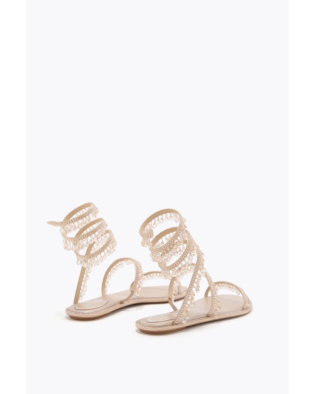 Rene Caovilla White Chandelier Flat Sandal 10