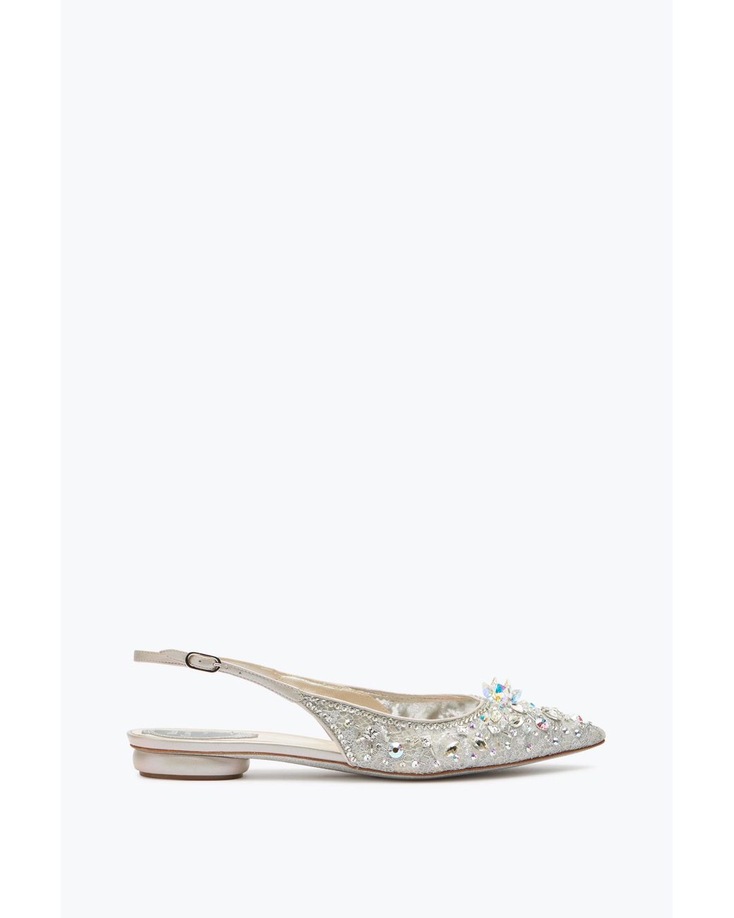 Rene Caovilla White Flat Slingbacks Cinderella