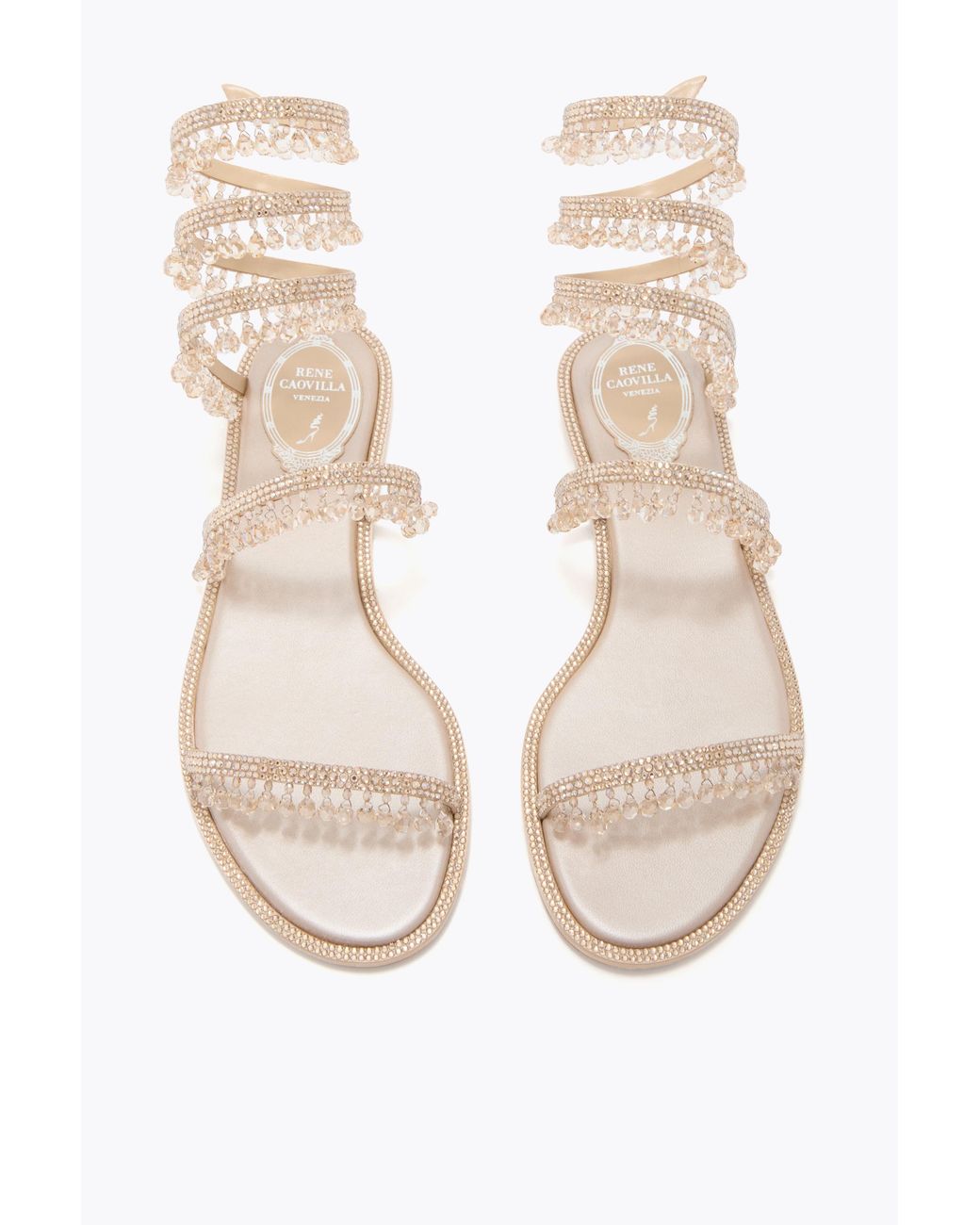 Rene Caovilla White Chandelier Flat Sandal 10