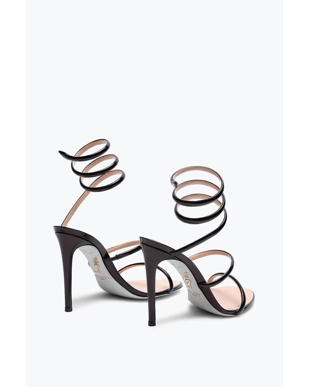 Rene Caovilla White Cleo Satin/Jet Strass Sandal