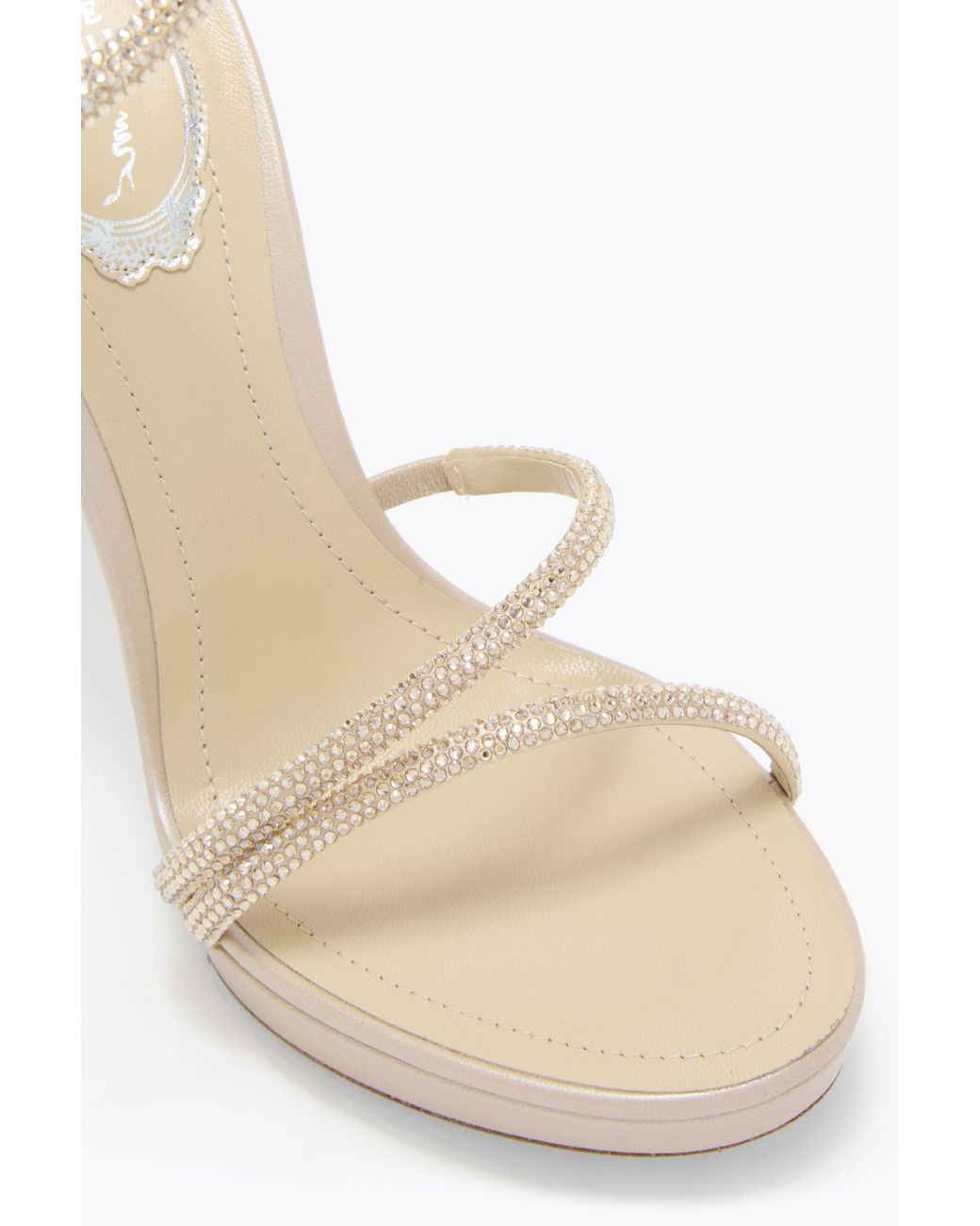 Rene Caovilla White Margot Champagne Platform Sandal 120