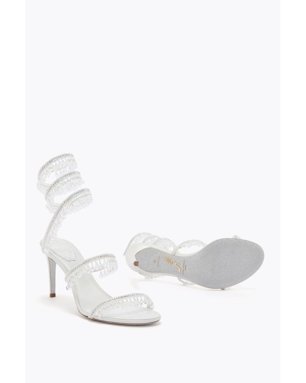 Rene Caovilla White Chandelier Sandal 80