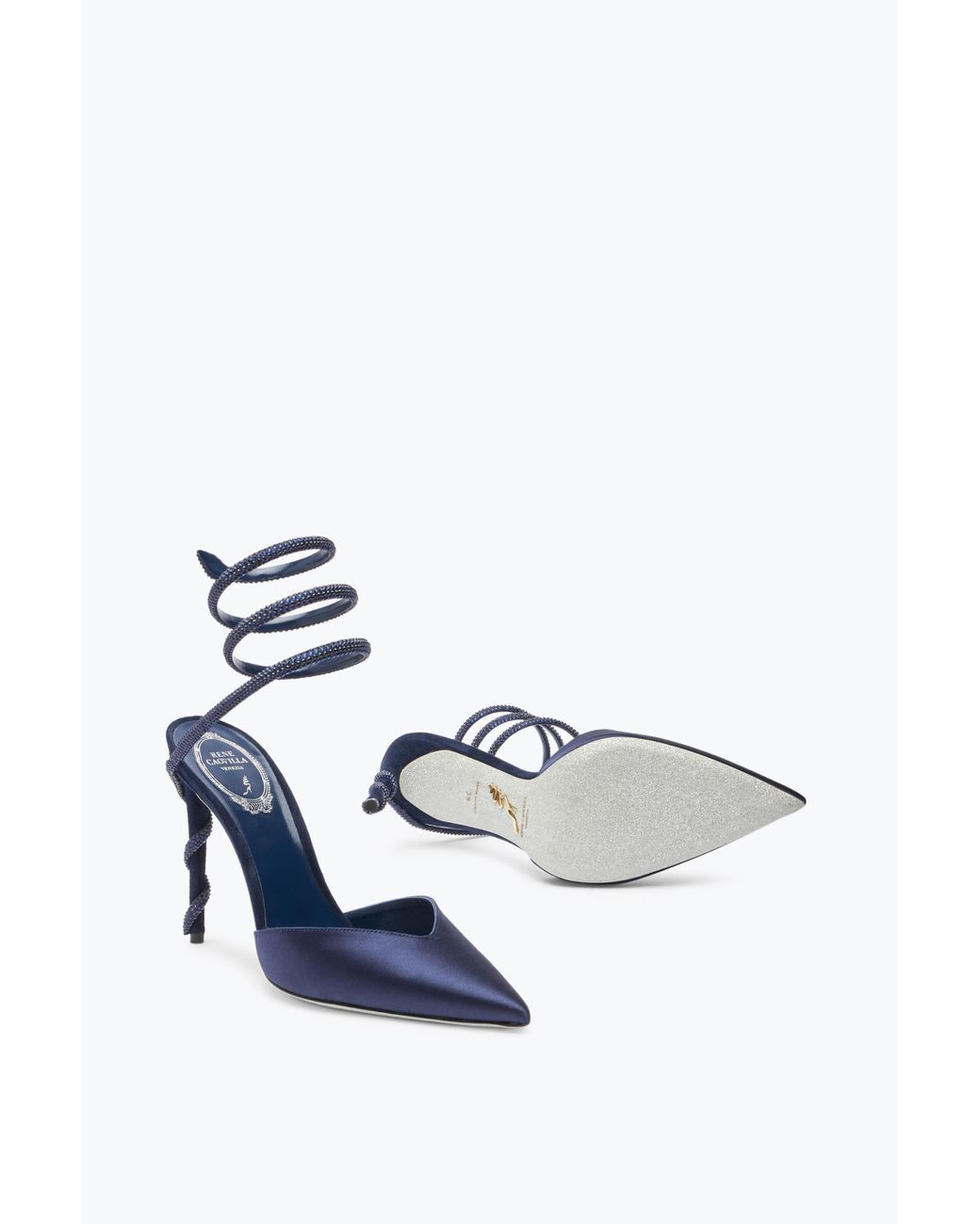 Rene Caovilla Blue Margot Midnight Pump 105