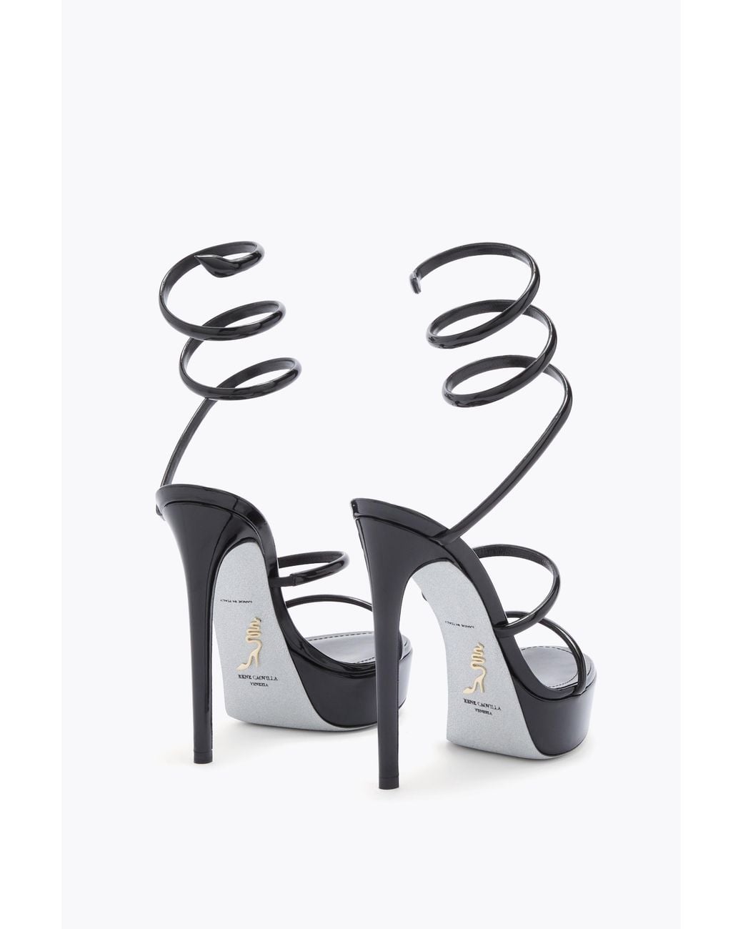 Rene Caovilla White Cleo Patent Leather Platform Sandal 130