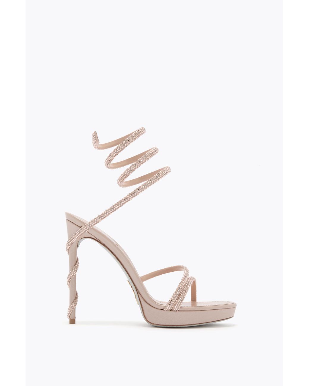 Rene Caovilla White Margot Nude Platform Sandal 120