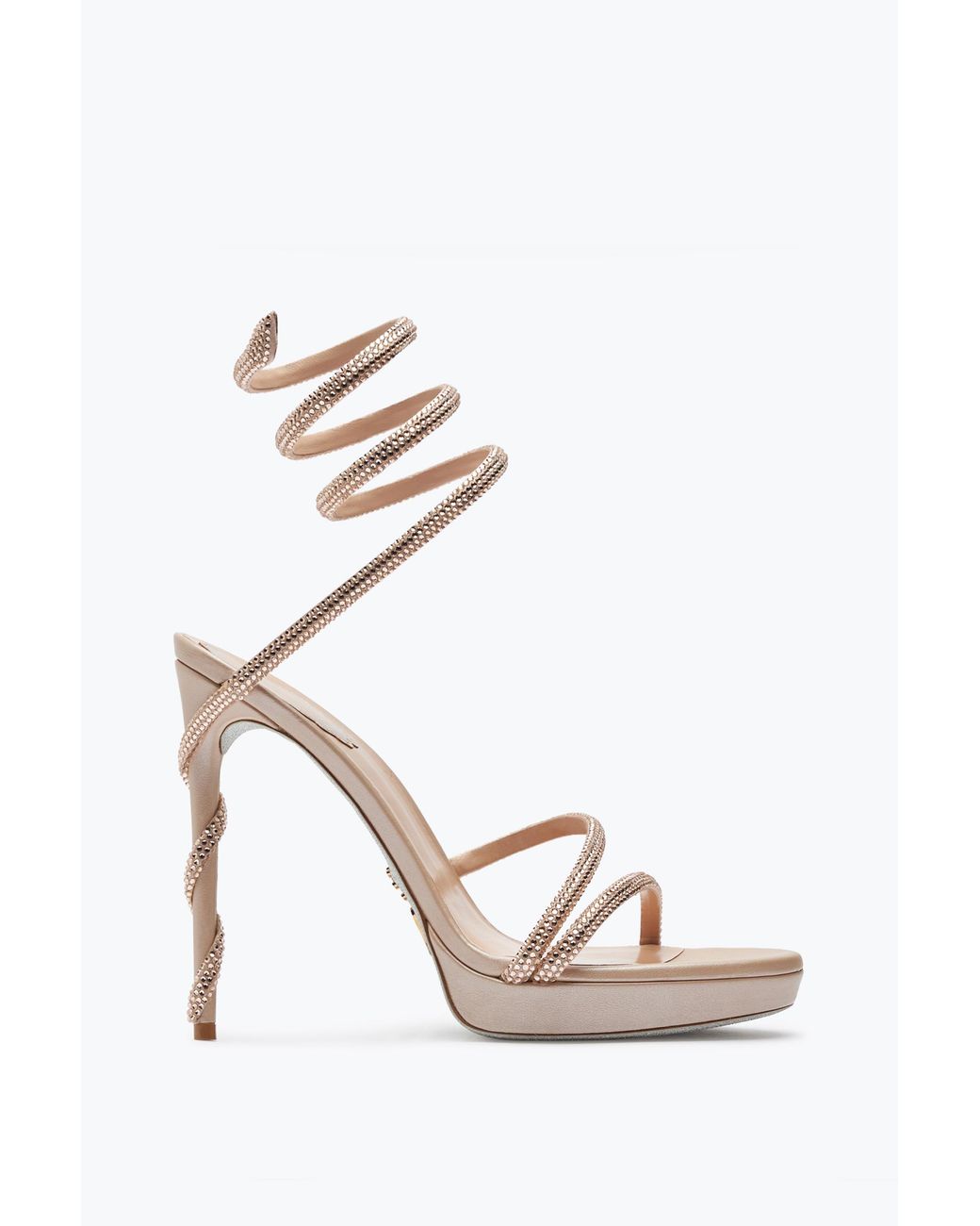 Rene Caovilla White Margot Crystal Eggshell Platform Sandal 120