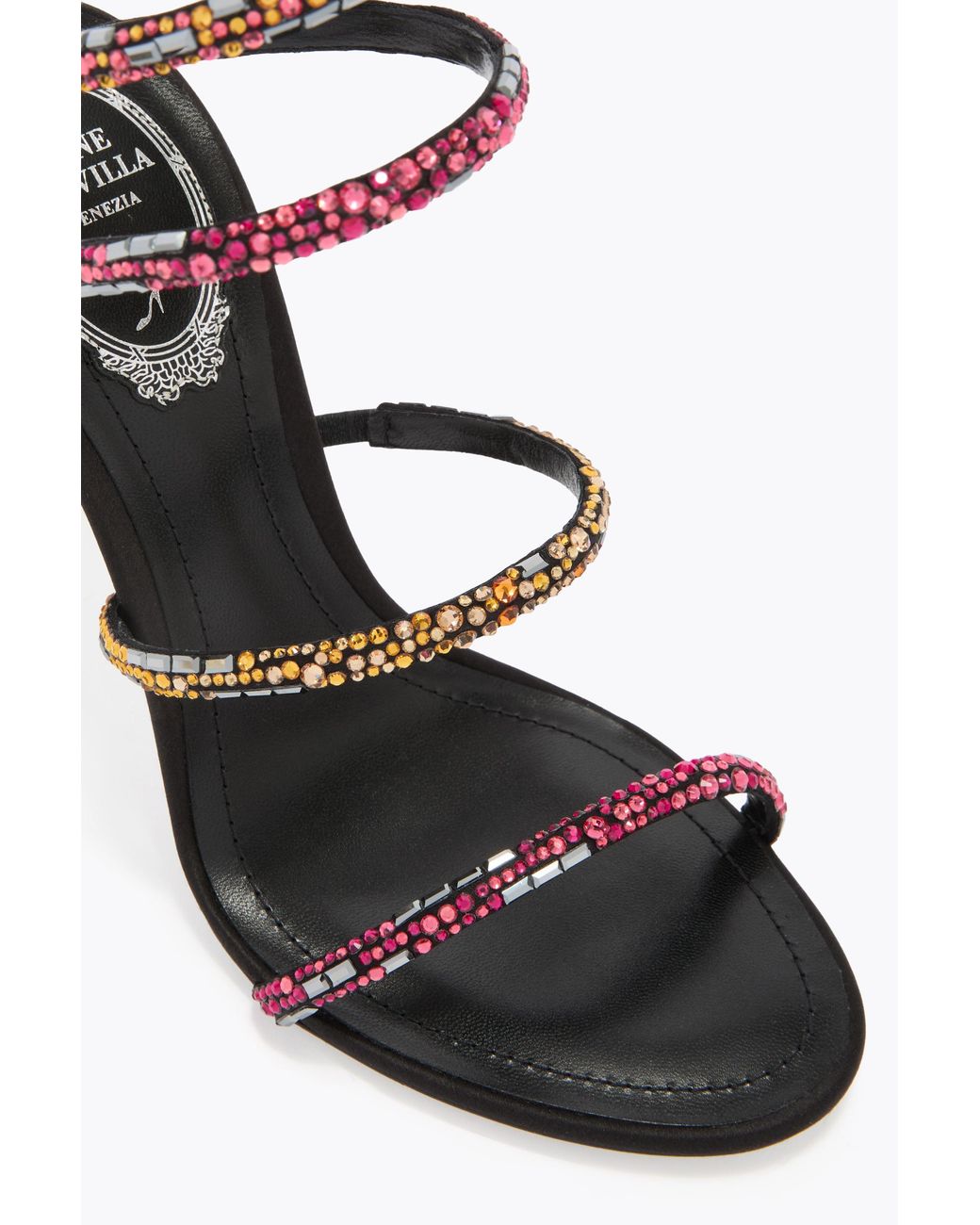 Rene Caovilla White Sandalo Cleo Nero Con Cristalli Swarovski 105