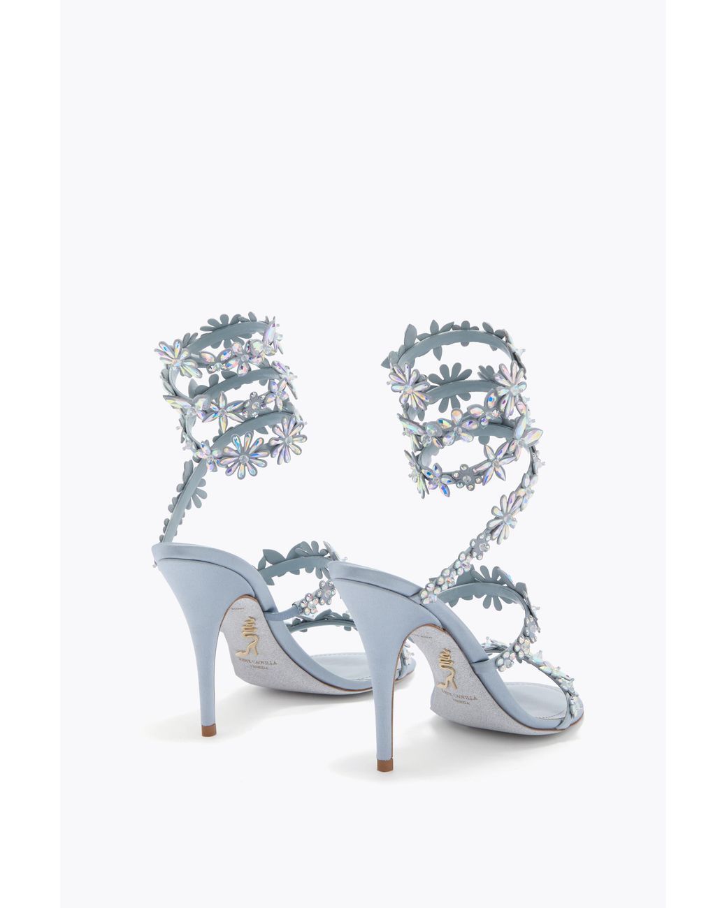 Rene Caovilla White Eden Cerulean Sandal 100