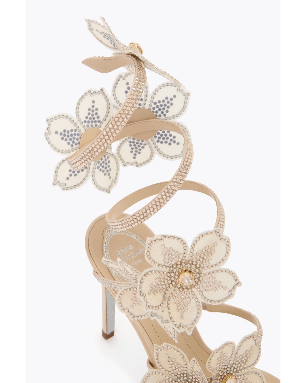 Rene Caovilla White Peach Flower Sandal 105