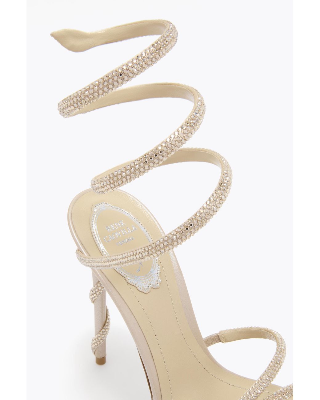 Rene Caovilla White Margot Champagne Platform Sandal 120