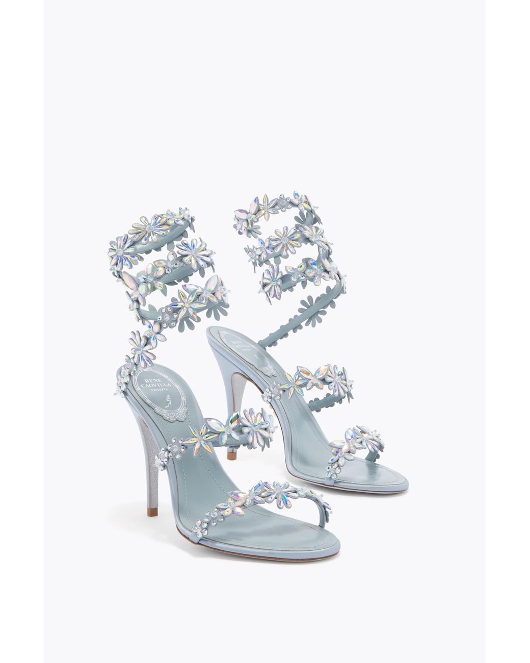 Rene Caovilla White Eden Cerulean Sandal 100