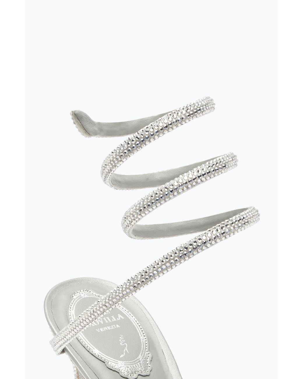 Rene Caovilla White Cleo Crystal Open-Back Pump 105