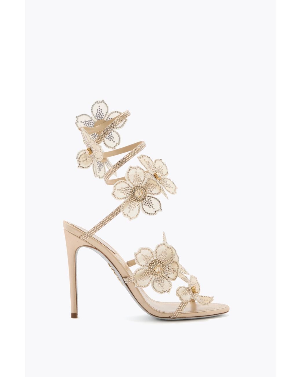 Rene Caovilla White Peach Flower Sandal 105