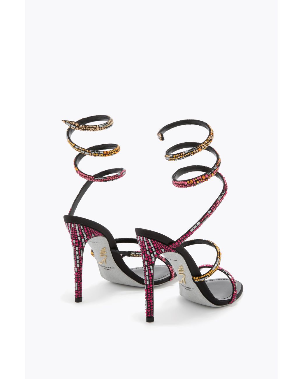 Rene Caovilla White Sandalo Cleo Nero Con Cristalli Swarovski 105