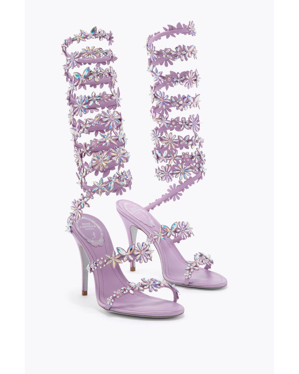 Rene Caovilla White Super Eva Lilac Sandal 100