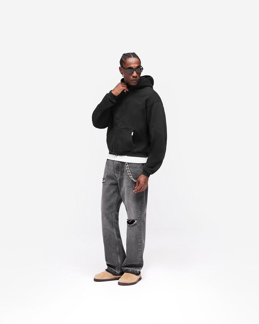 Represent Black Gh Shrunken Zip Hoodie for men