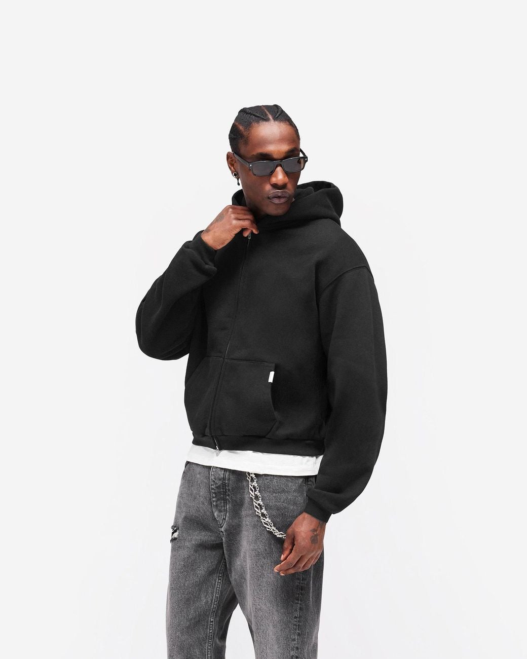 Represent Black Gh Shrunken Zip Hoodie for men