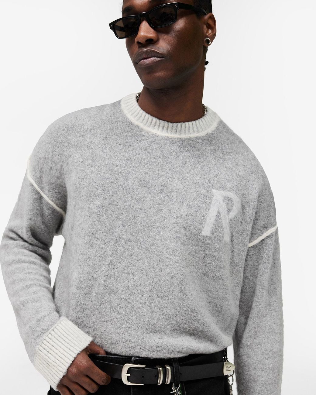 Represent Gray Laurel Knit Sweater for men