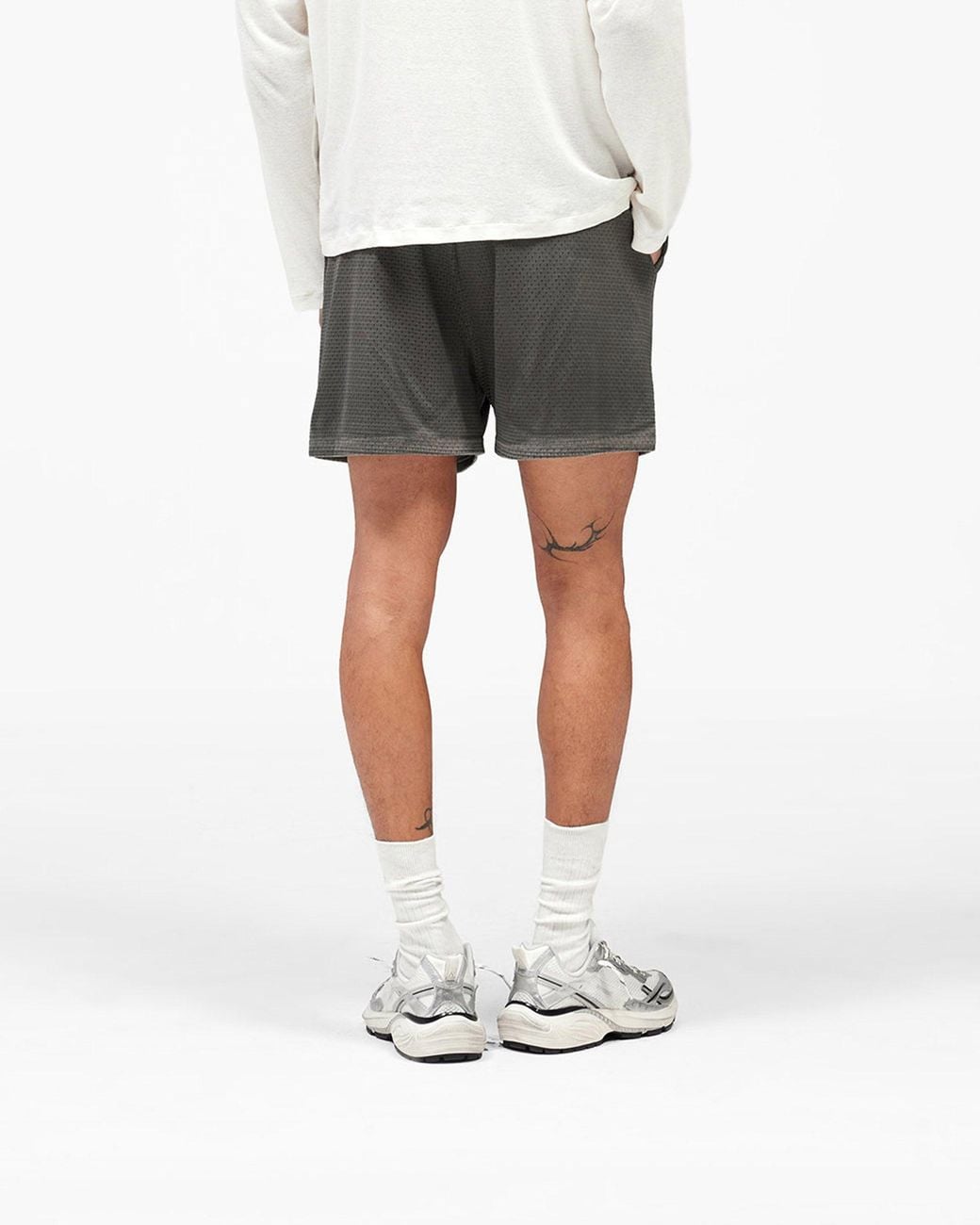 Represent Gray Washed Mesh Shorts for men