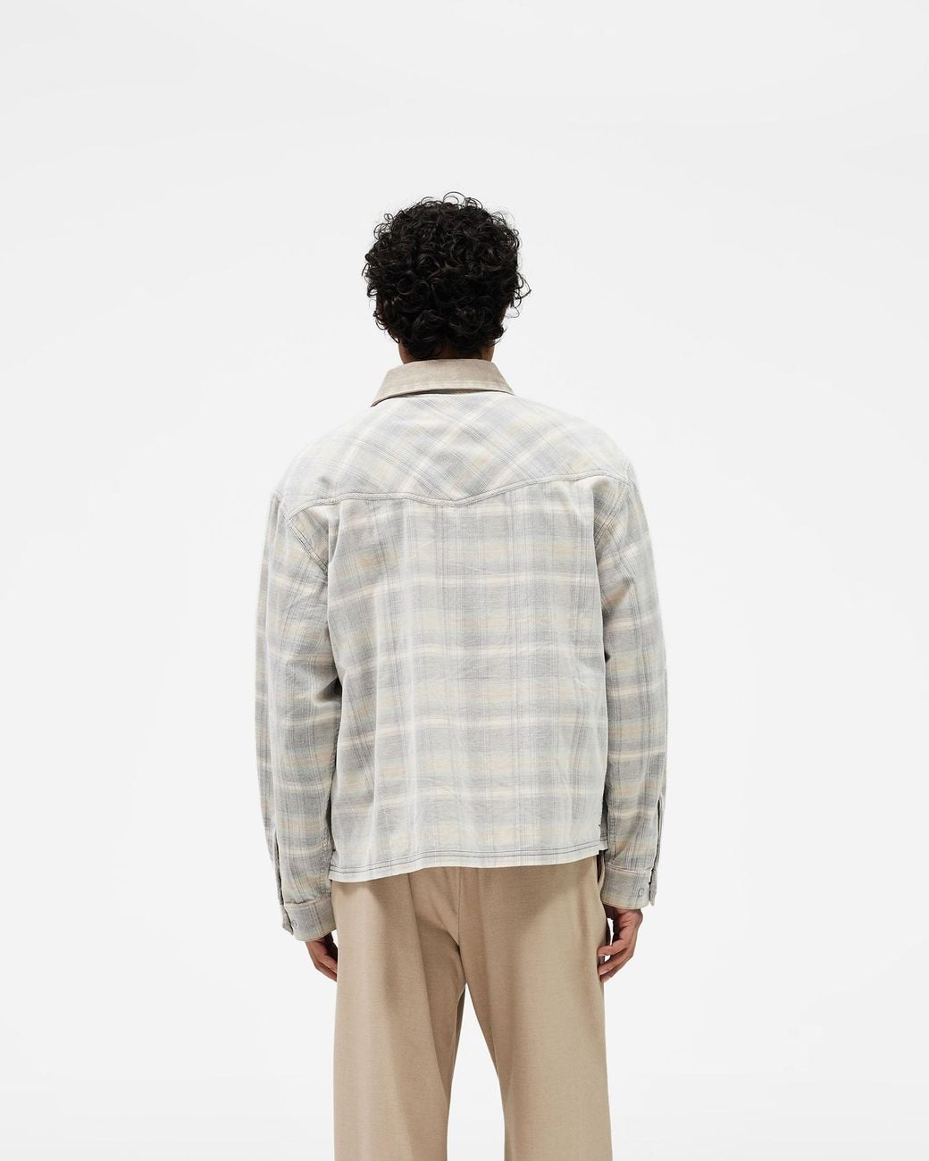Represent White Cord Zip Flannel Shirt for men