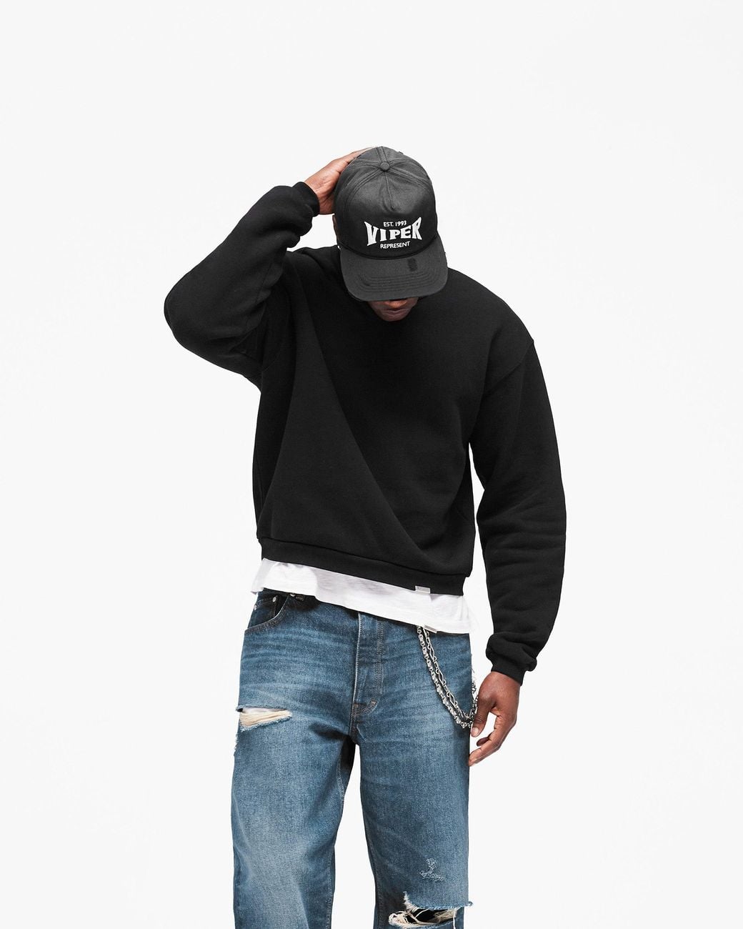 Represent Black Gh Shrunken Sweatshirt for men