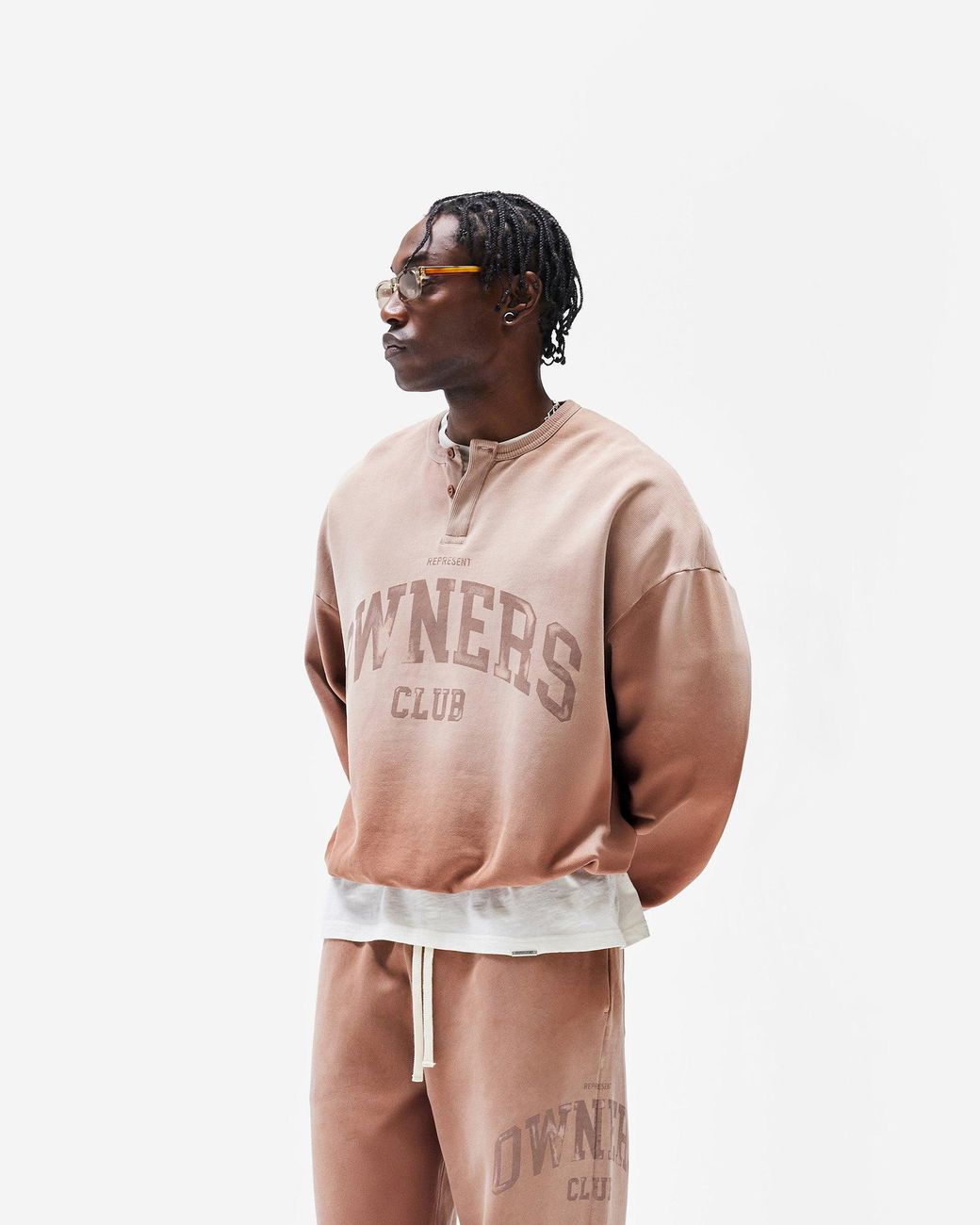 Represent Brown Represent Owners Club Henley Sweater for men