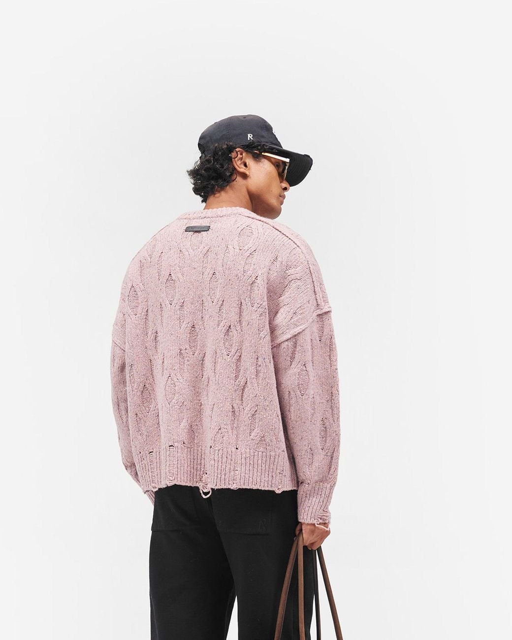 Represent Pink Distress Knit Sweater for men