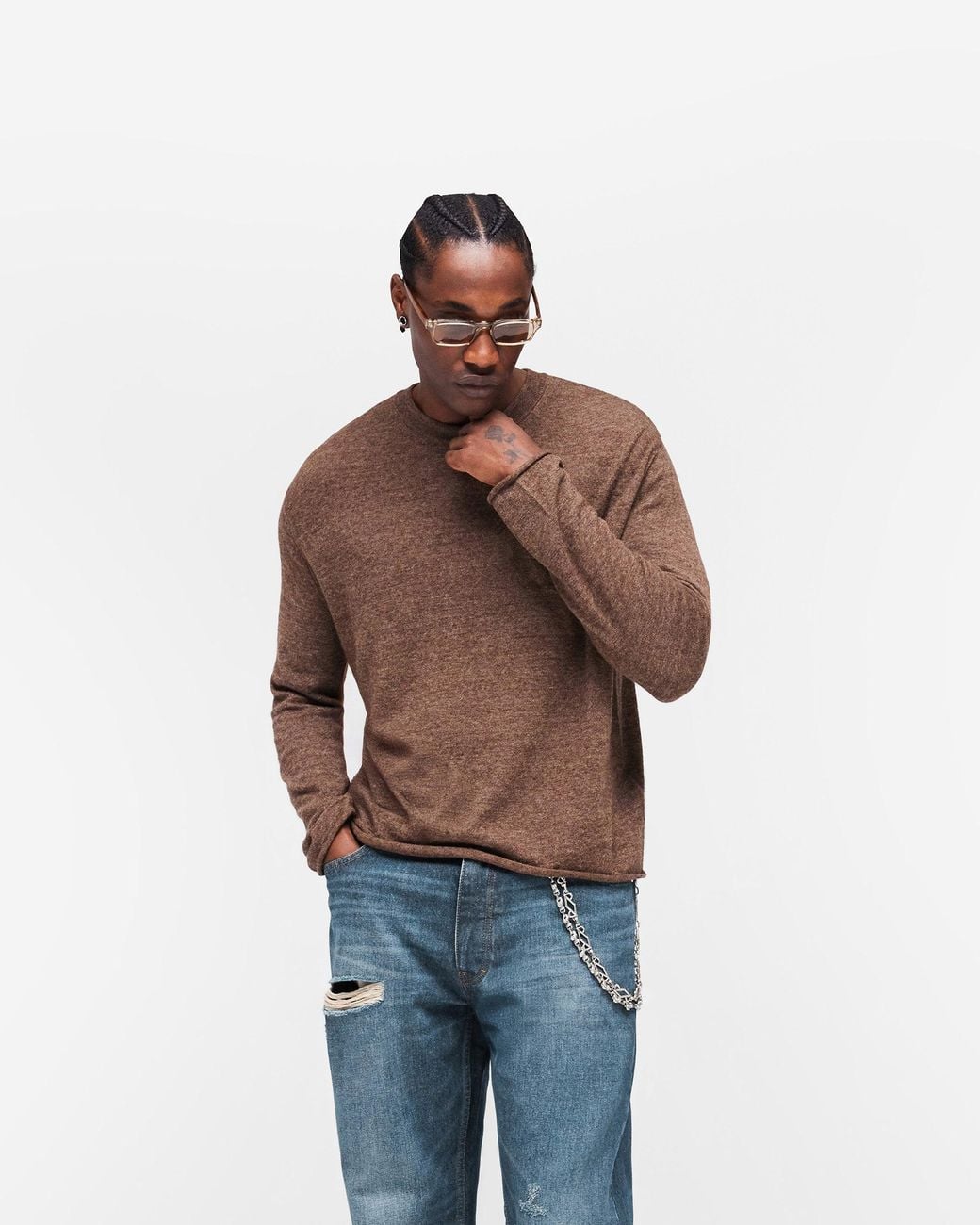 Represent Brown Gh Knitted Long Sleeve Top for men
