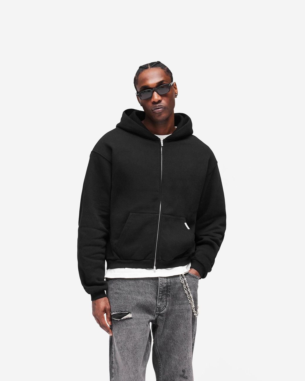 Represent Black Gh Shrunken Zip Hoodie for men