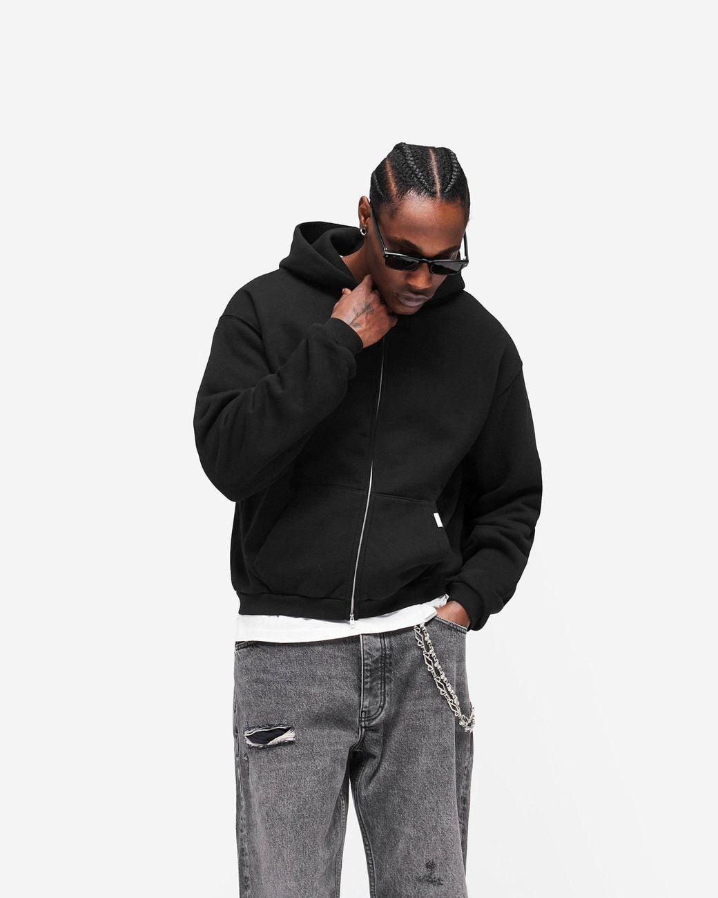 Represent Black Gh Shrunken Zip Hoodie for men
