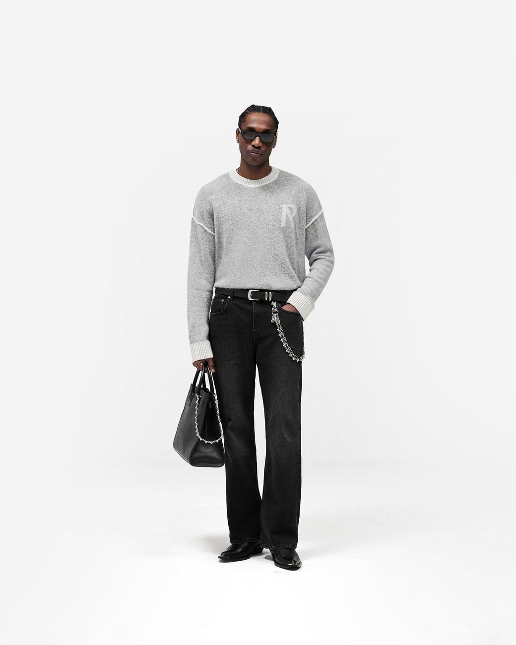 Represent Gray Laurel Knit Sweater for men
