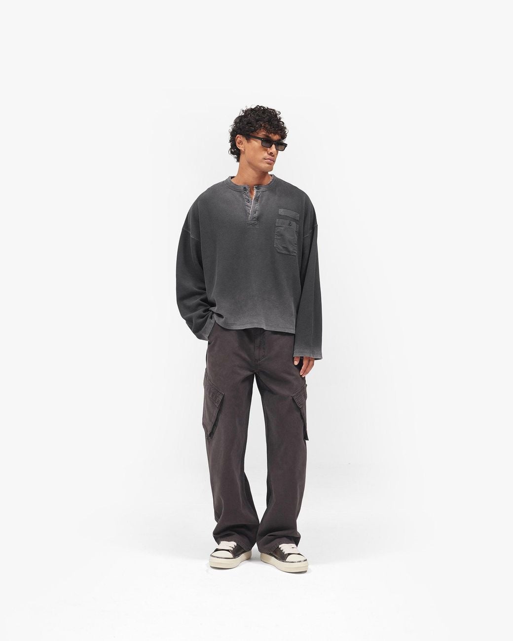 Represent Black Heavyweight Henley Sweater for men