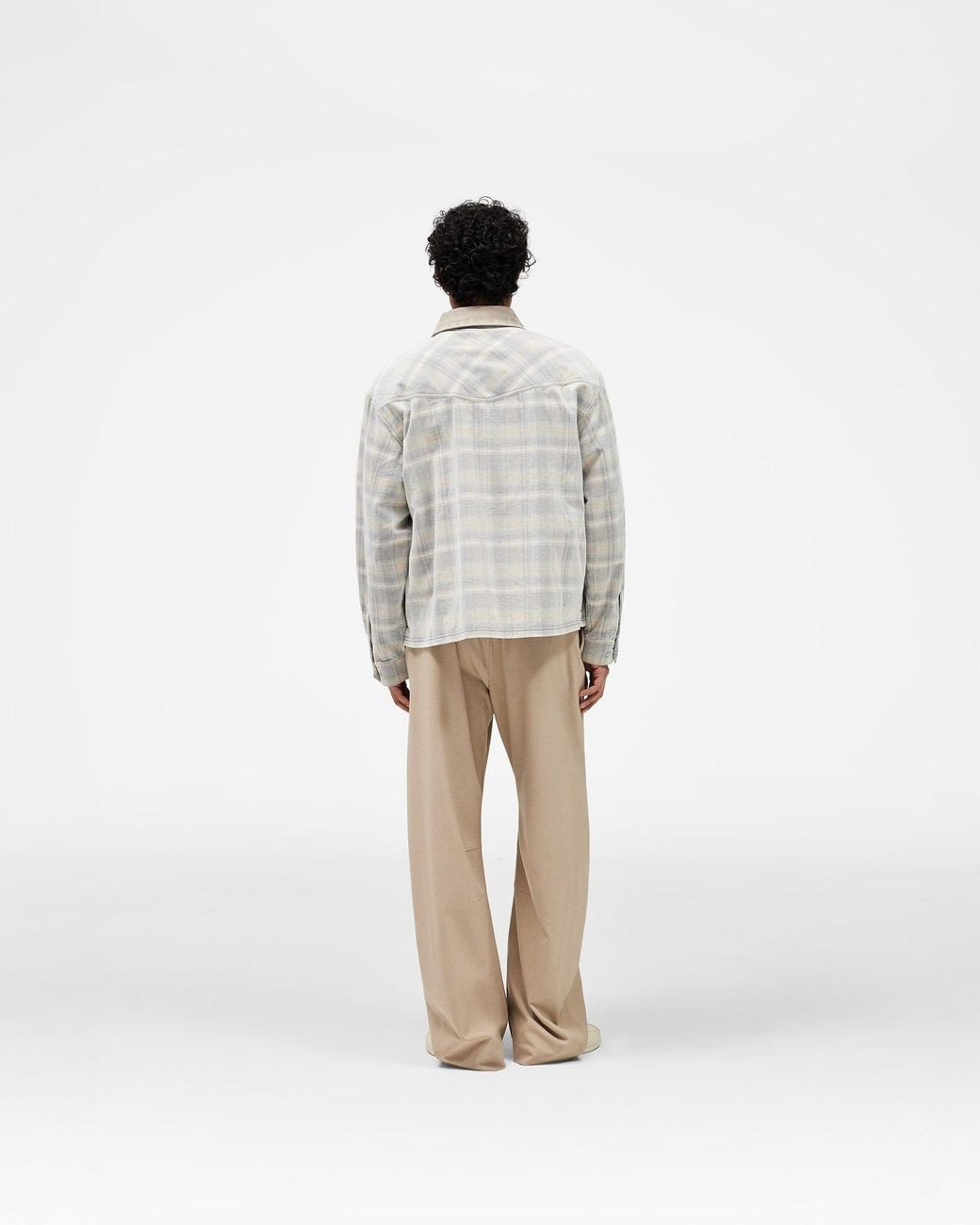 Represent White Cord Zip Flannel Shirt for men