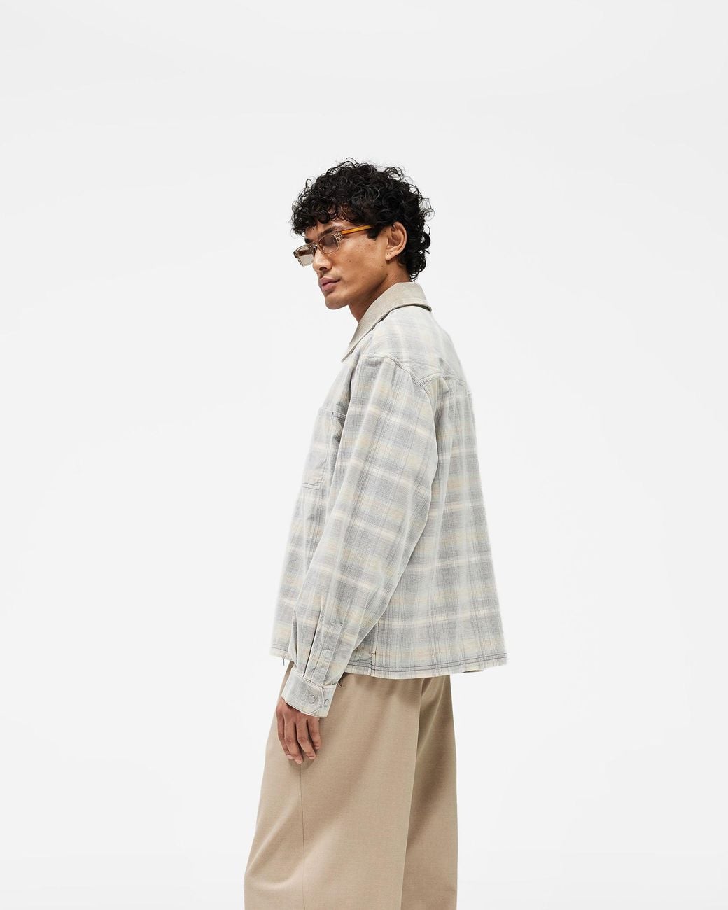 Represent White Cord Zip Flannel Shirt for men