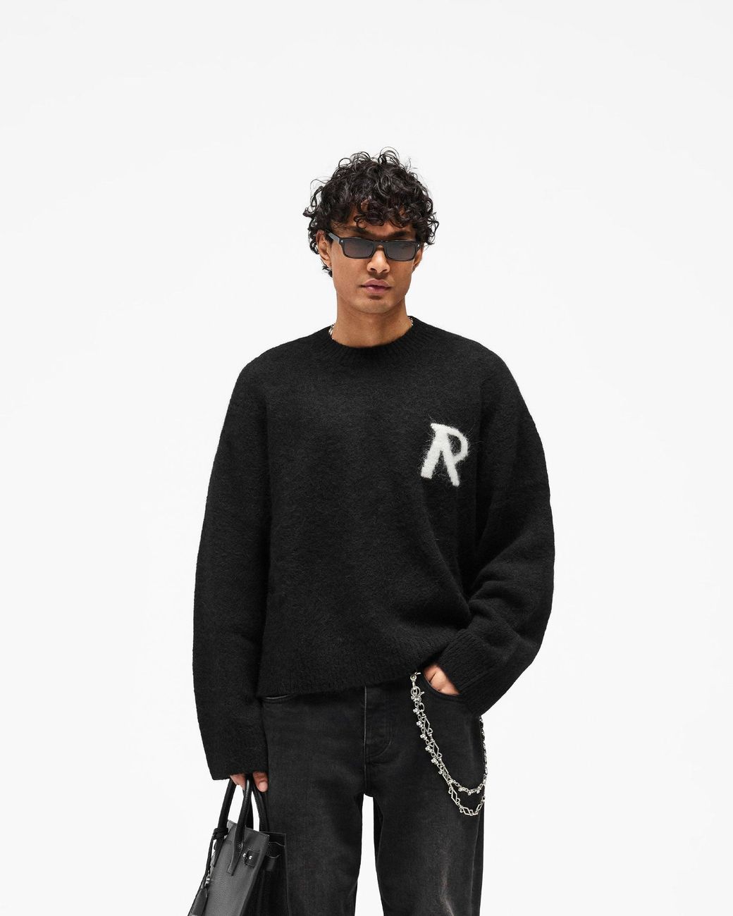 REPRESENT CLO US Black Logo Knit Sweater for men
