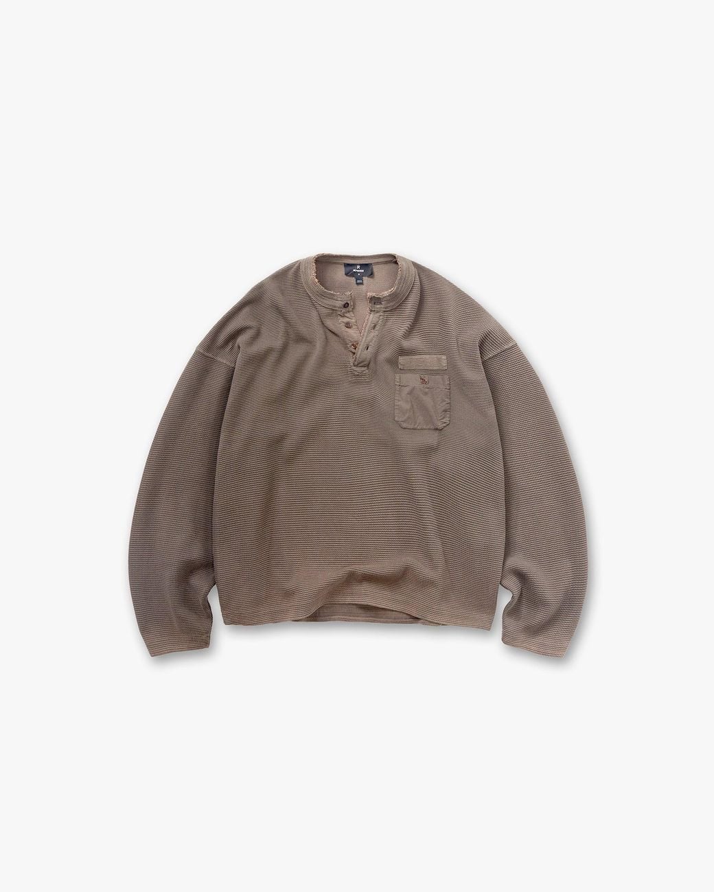 Represent Brown Heavyweight Henley Sweater for men