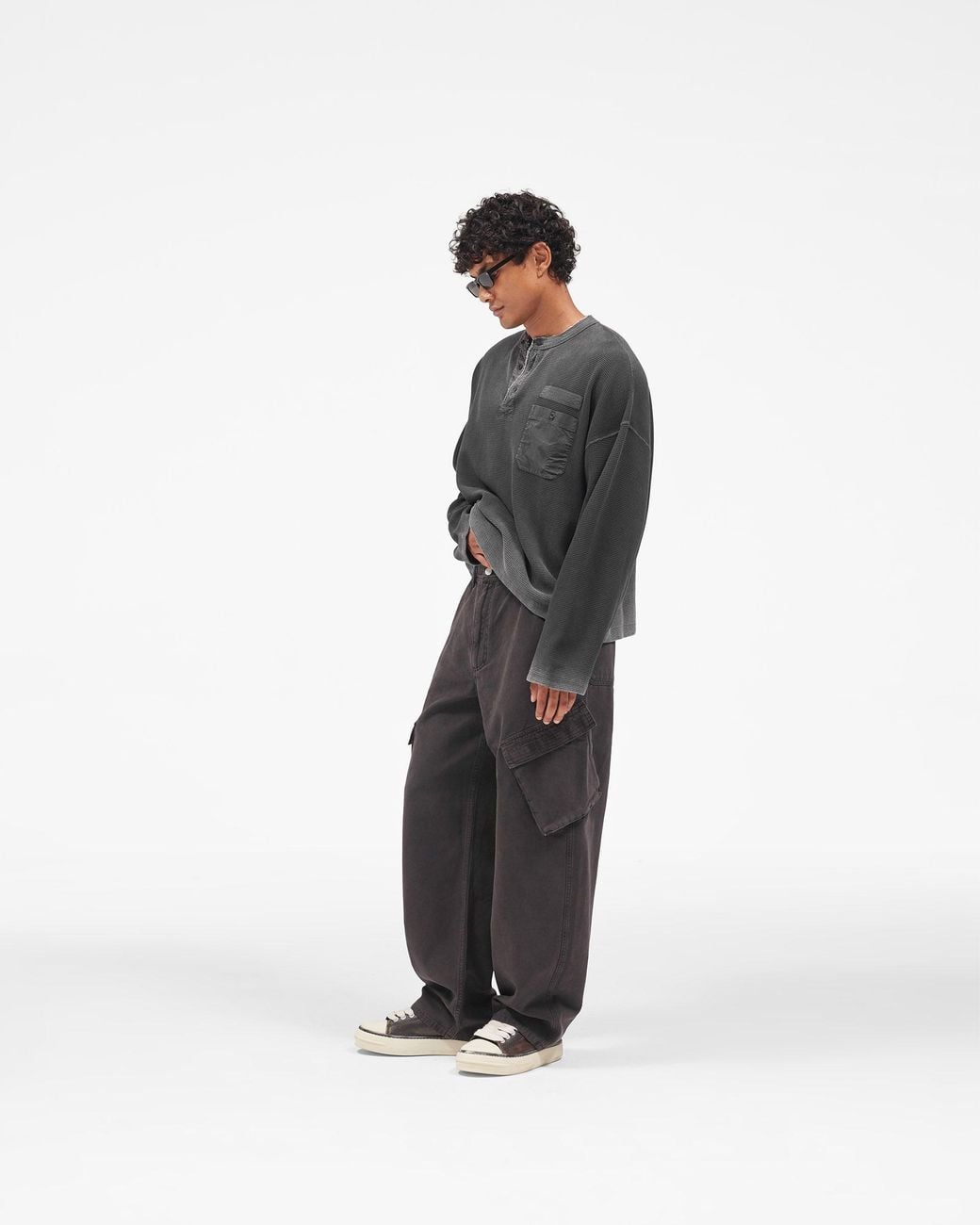 Represent Black Heavyweight Henley Sweater for men