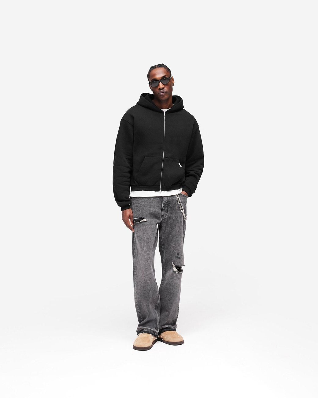 Represent Black Gh Shrunken Zip Hoodie for men