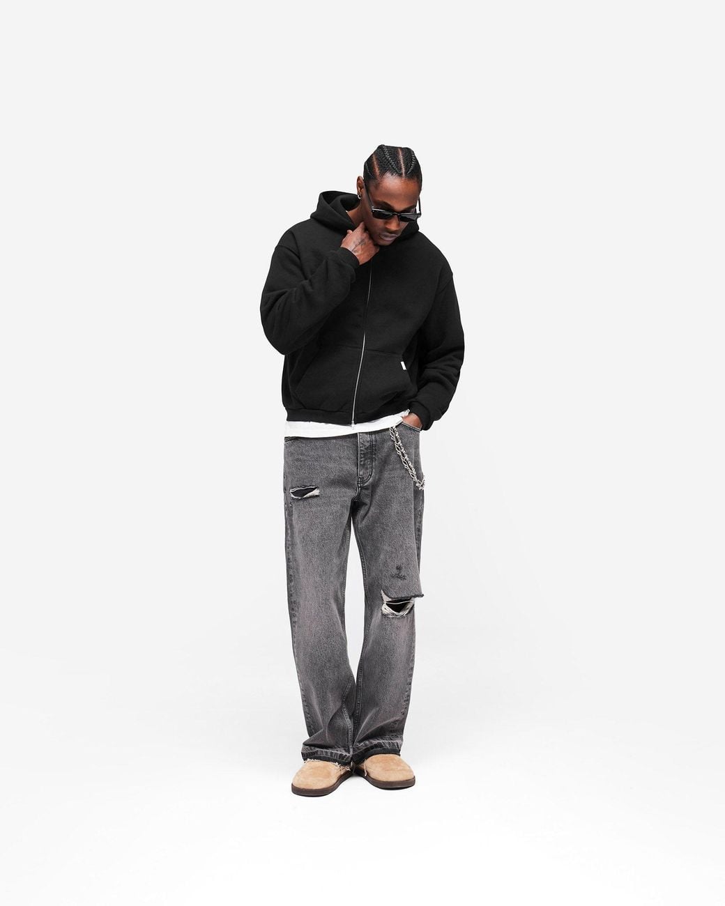 Represent Black Gh Shrunken Zip Hoodie for men