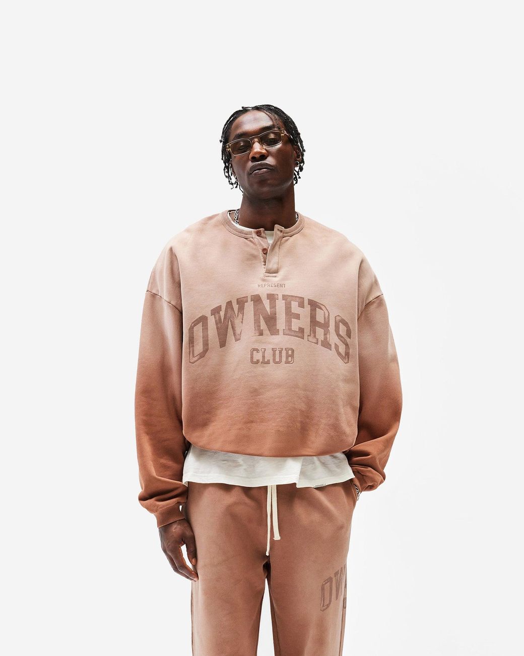Represent Brown Represent Owners Club Henley Sweater for men