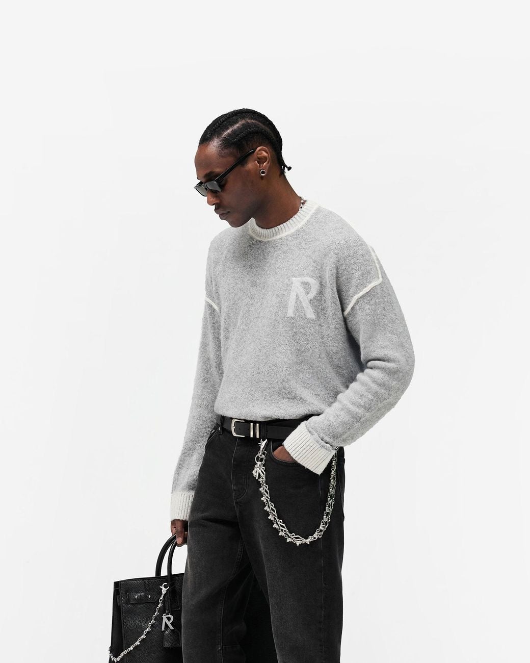 Represent Gray Laurel Knit Sweater for men