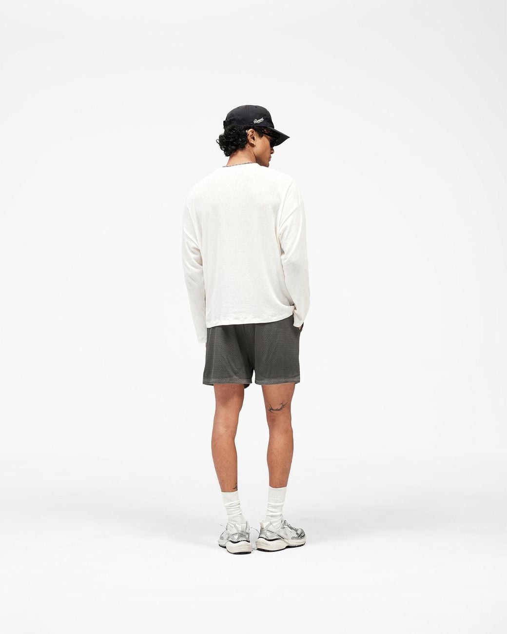 Represent Gray Washed Mesh Shorts for men