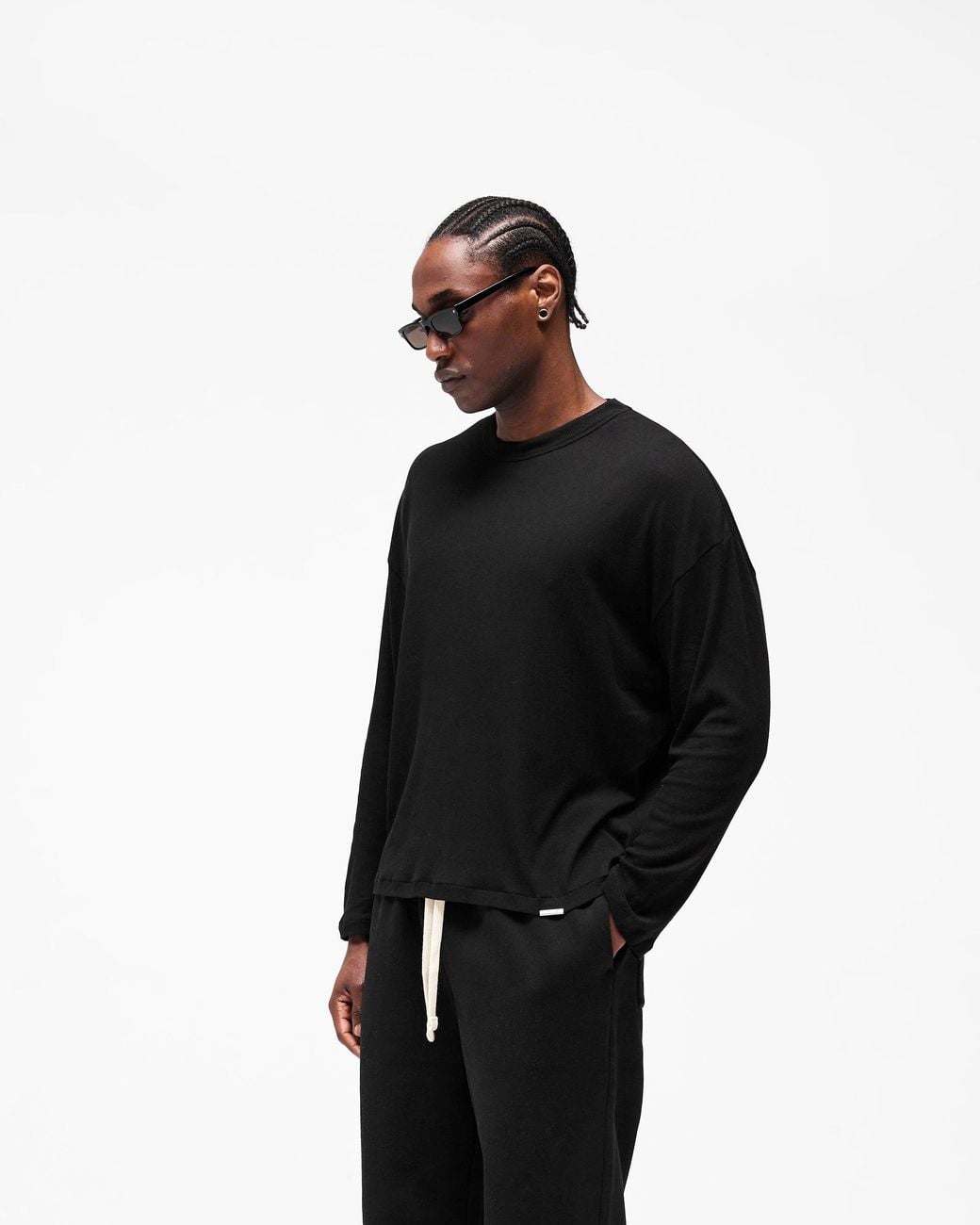 Represent Black Initial Sheer Rib Long Sleeve T-Shirt for men