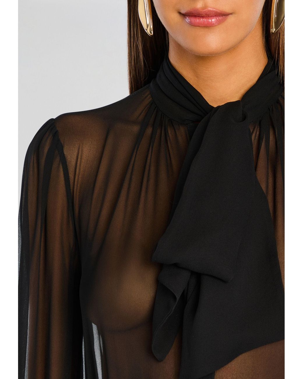 retroféte Black Hasli Silk Chiffon Top