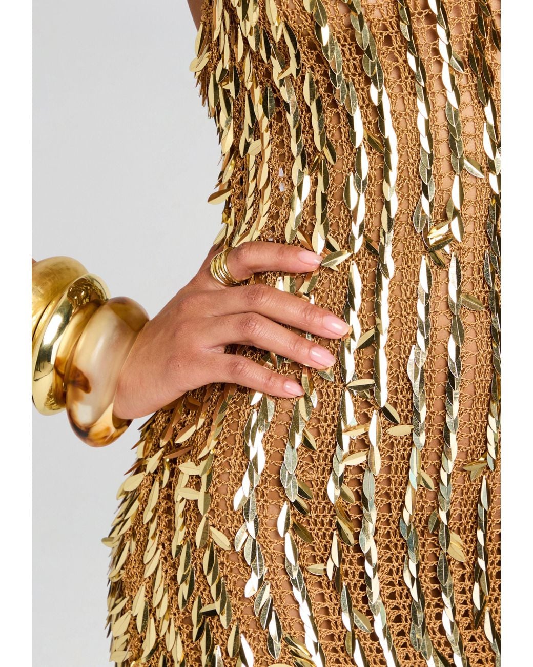 retrofte Saros Feather Sequin Crochet Dress in White | Lyst