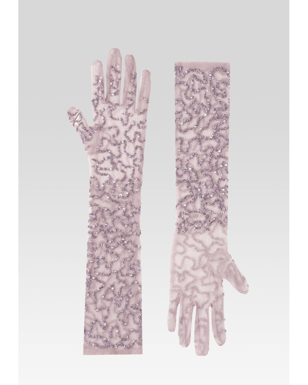retroféte Pink Poppy Sequin Gloves