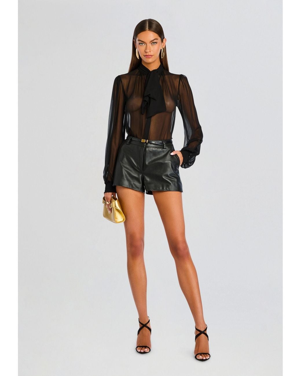 retroféte Black Hasli Silk Chiffon Top
