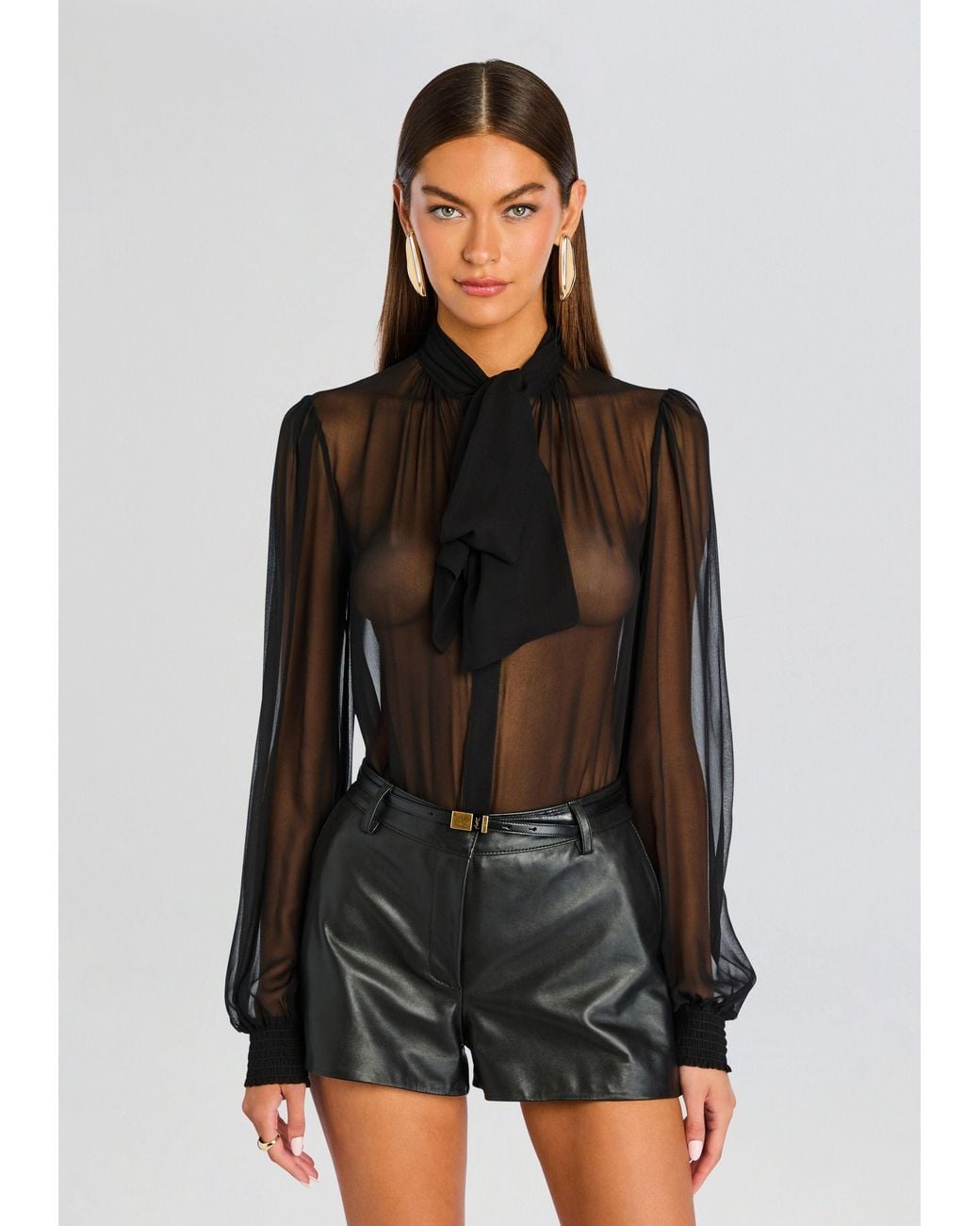retroféte Black Hasli Silk Chiffon Top